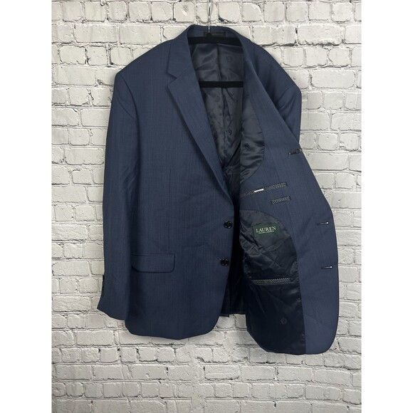 Ralph Lauren LRL 46R Wool Polyester Blue Blazer Suit Jacket 2 Button - Picture 1 of 9